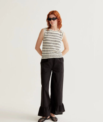 Top de punto texturizado con rayas negras - Compañía Fantástica