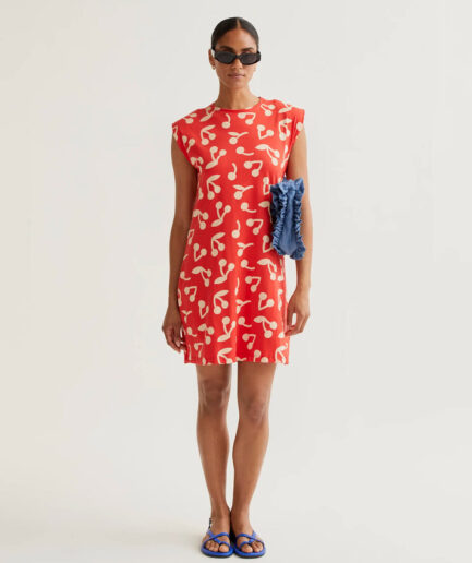 Vestido corto con estampado Red Guinda - Compañía Fantástica