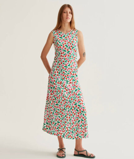 Vestido largo con estampado Guinda - Compañía Fantástica