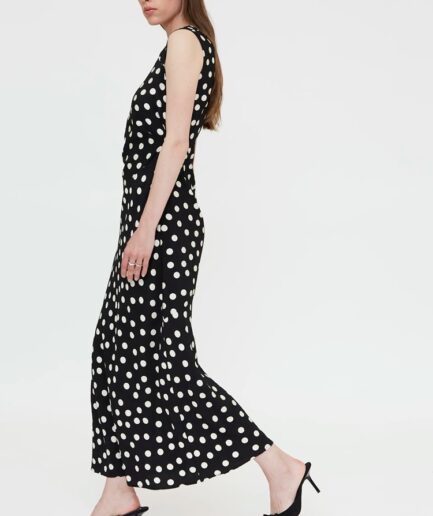 Vestido largo con estampado de punto negro y blanco - Wild Pony