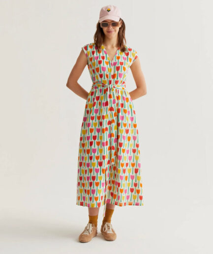 Vestido largo con estampado tulipa - Compañía Fantástica