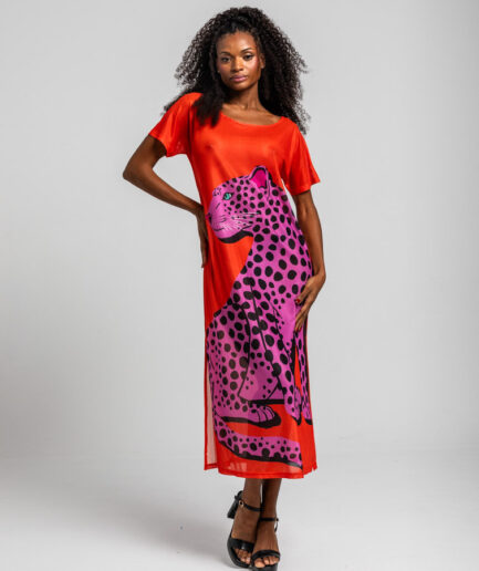 Vestido tul camiseta largo naranja y pantera Pink Panther - Lolina