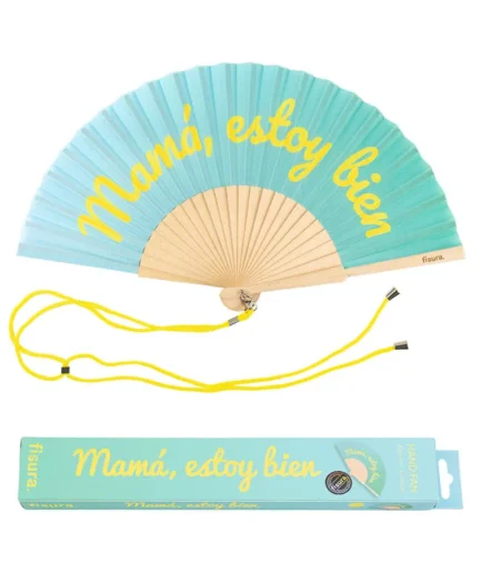 Abanico "Mamá, estoy bien" azul