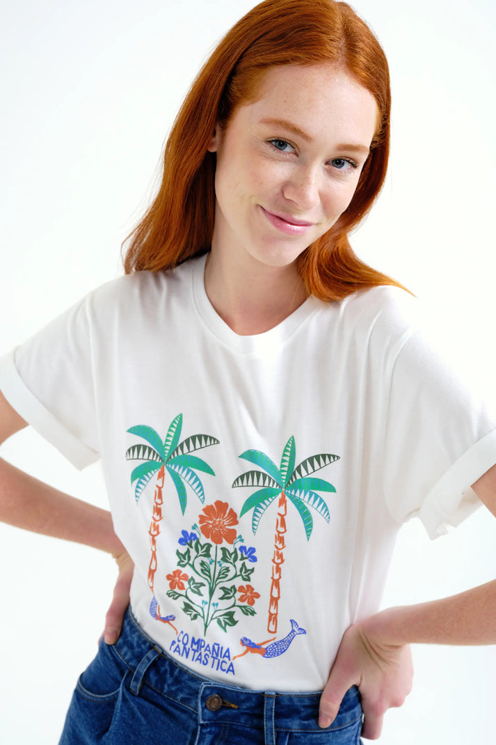 Camiseta con estampado Palm & Mermaid - Compañía Fantástica (3) Camiseta con estampado Palm & Mermaid - Compañía Fantástica