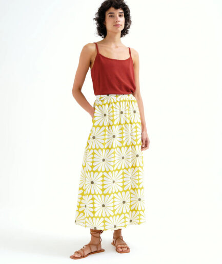Falda larga con estampado Olive Flower - Compañía Fantástica