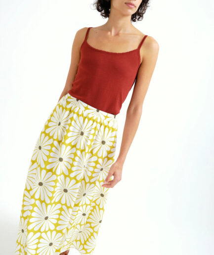 Falda larga con estampado Olive Flower - Compañía Fantástica