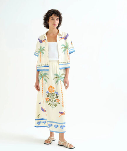 Falda larga con estampado Palm & Mermaid - Compañía Fantástica