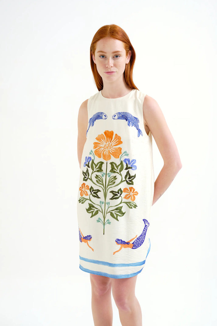 Vestido corto con estampado Palm & Mermaid – Compañía Fantástica Vestido corto con estampado Palm & Mermaid - Compañía Fantástica