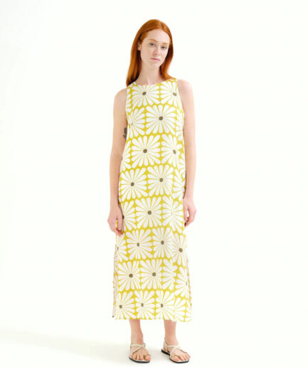 Vestido largo con estampado Olive Flower - Compañía Fantástica