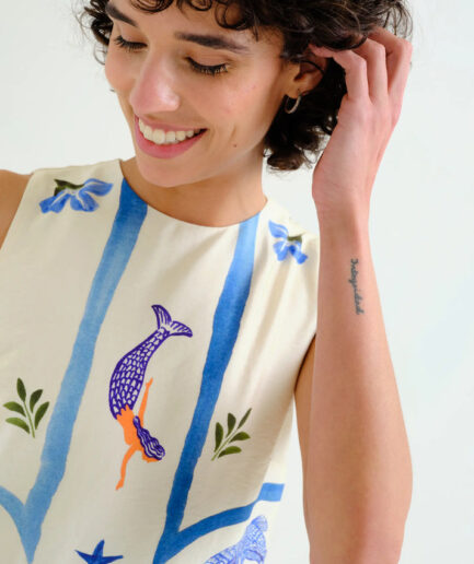 Vestido largo con estampado Palm & Mermaid - Compañía Fantástica