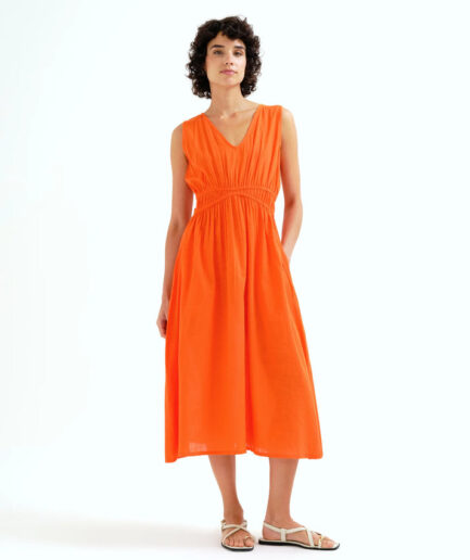 Vestido midi 100% algodón naranja - Compañía Fantástica