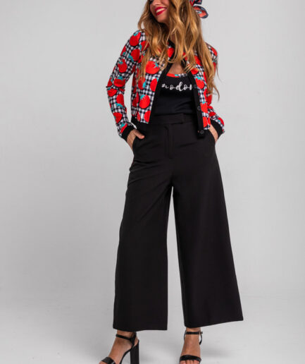 PANTALÓN CULOTTE NEGRO CON TOMATE - POMODORI