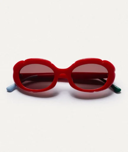 Gafas de sol rojas con punta patillas multicolor azul claro y verde - Mr Boho x Compañía Fantástica