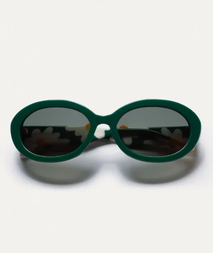 Gafas de sol verdes con estampado de margaritas