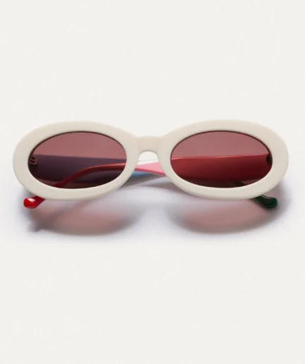 Gafas de sol blancas con punta de patillas multicolor verde y rojo - Mr Boho x Compañía Fantástica