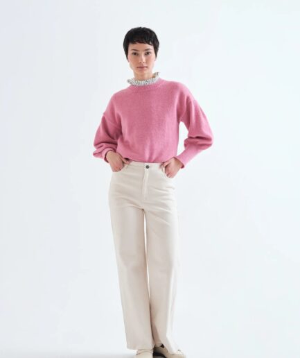 Pantalón vaquero blanco crudo con bolsillos de corazones - Compañía Fantástica