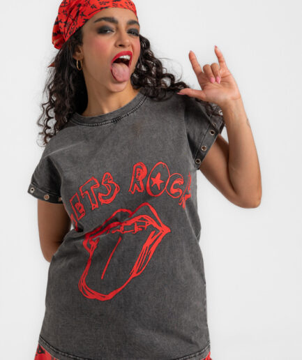 Camiseta sin mangas corte canalla - Lolina. ROCK AND ROLL