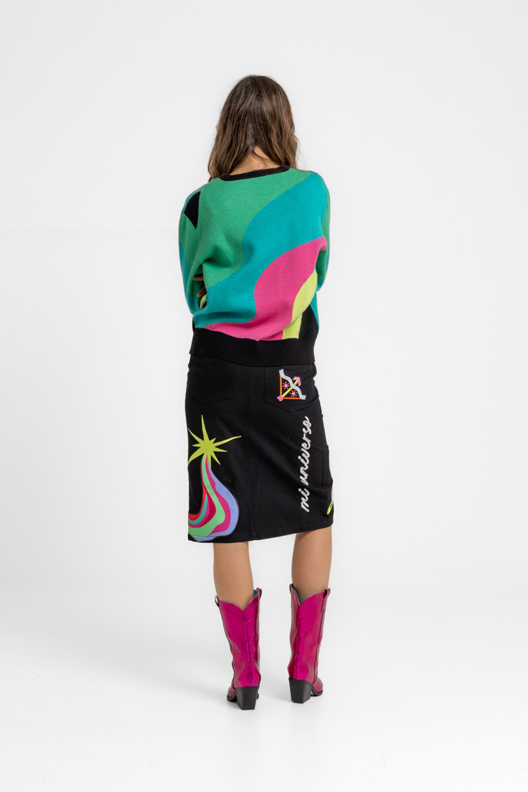 Falda Midi Jeans - Lolina. Mi caos, mi universo porque en mi caos encontré mi libertad (5) Falda Midi Jeans - Lolina. Mi caos, mi universo porque en mi caos encontré mi libertad