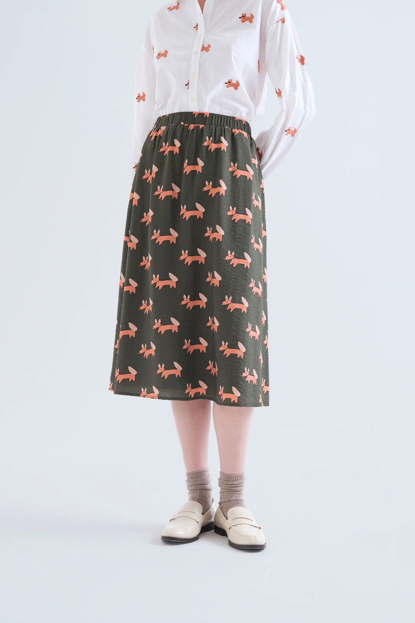 Falda midi con estampado Volpe - Compañía Fantástica (1) Falda midi con estampado Volpe - Compañía Fantástica