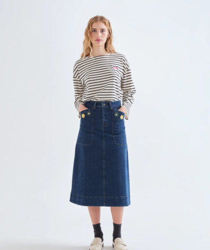 Falda midi mezcla algodón con estampado Euphonia - Compañía Fantástica