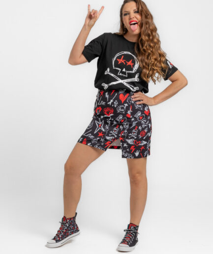 Falda trapecio con corte lateral e imperdible - Lolina