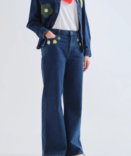 Pantalón vaquero azul con estampado Euphonia - Compañía Fantástica