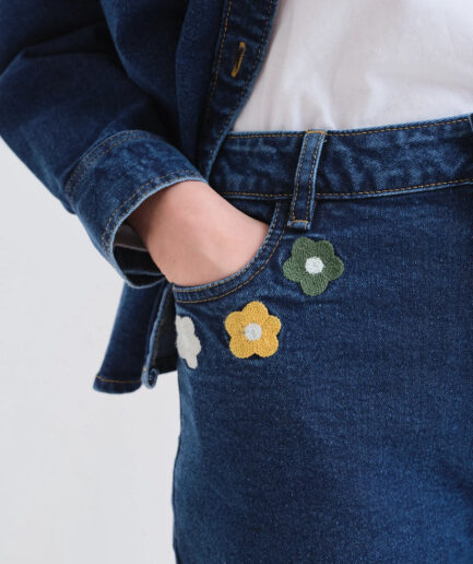 Pantalón vaquero azul con estampado Euphonia - Compañía Fantástica