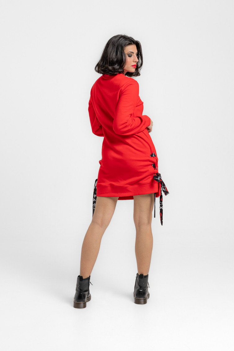 Vestido sudadera con ojales y lazada lateral - Lolina. ROCK AND ROLL (2) Vestido sudadera con ojales y lazada lateral - Lolina. ROCK AND ROLL