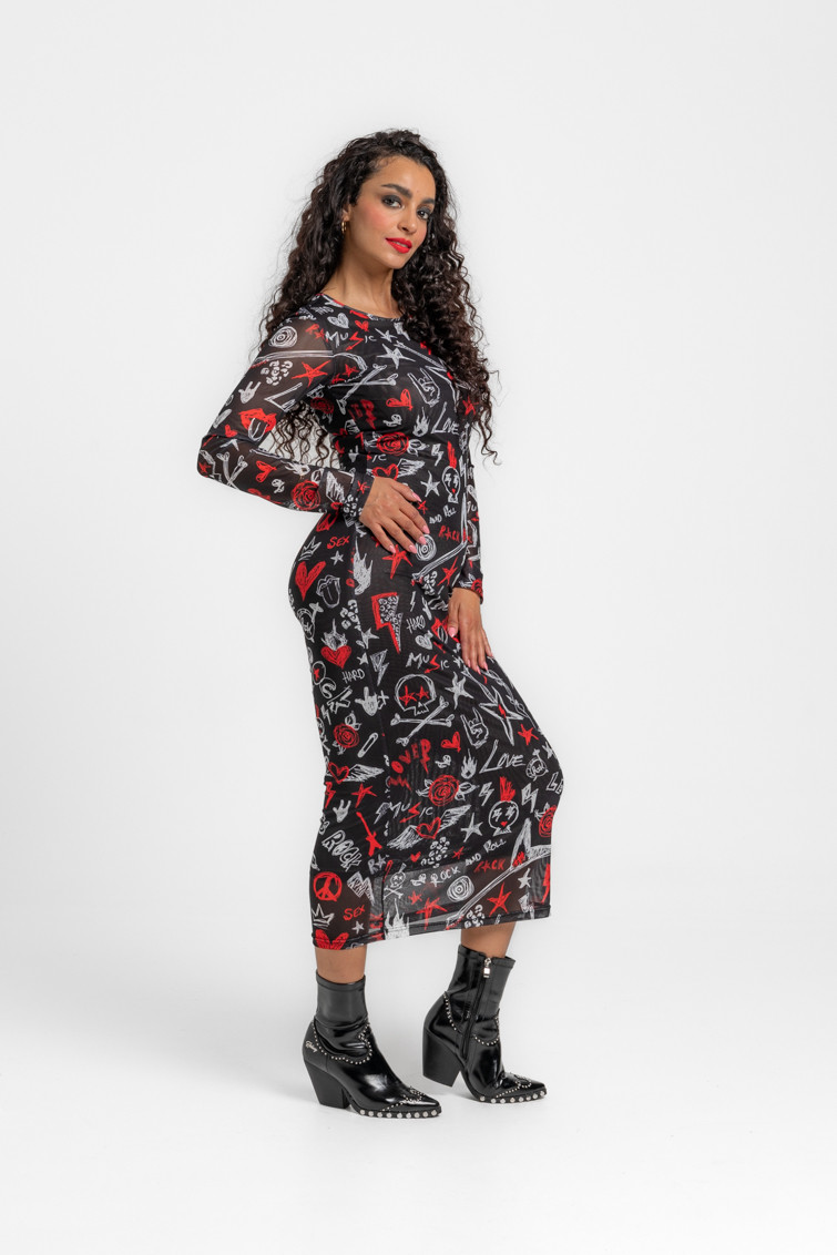 Vestido tul entallado midi - Lolina. ROCK AND ROLL (1) Vestido tul entallado midi - Lolina. ROCK AND ROLL