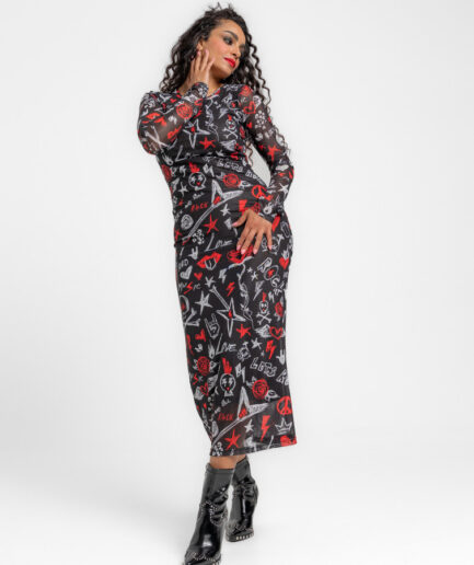 Vestido tul entallado midi - Lolina. ROCK AND ROLL