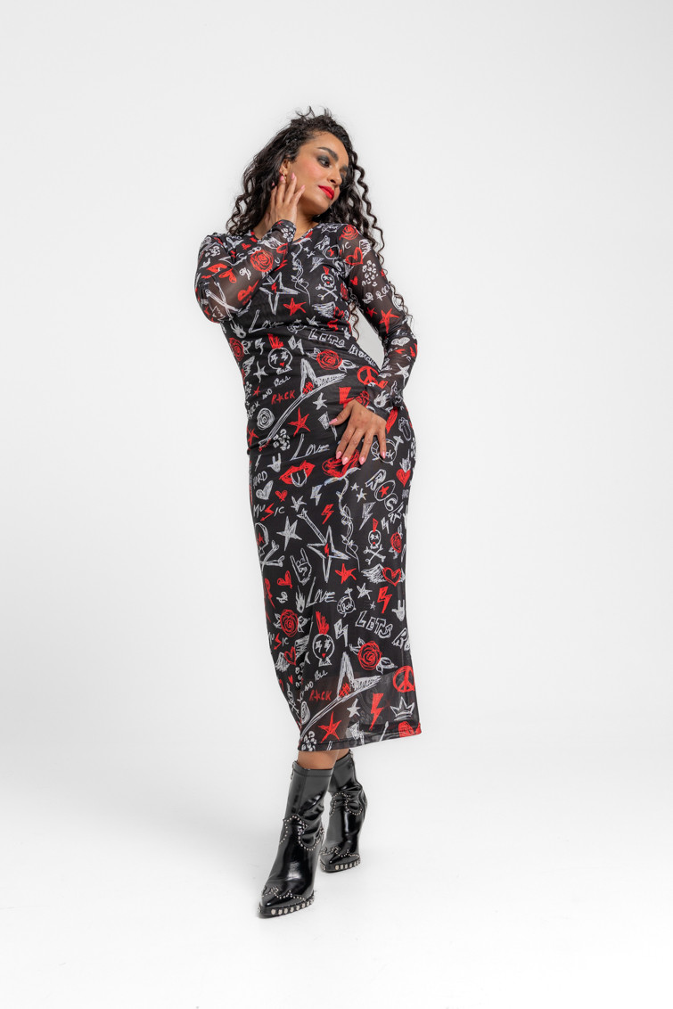 Vestido tul entallado midi - Lolina. ROCK AND ROLL Vestido tul entallado midi - Lolina. ROCK AND ROLL