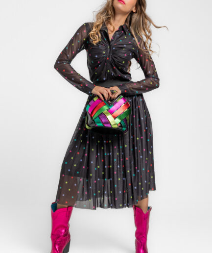 Bolso mediano trenzado con bolsa fruncida en interior - Lolina. Mi caos, mi universo