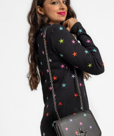 Bolso pequeño bandolera con asa de cadena y estrella - Lolina. STARS