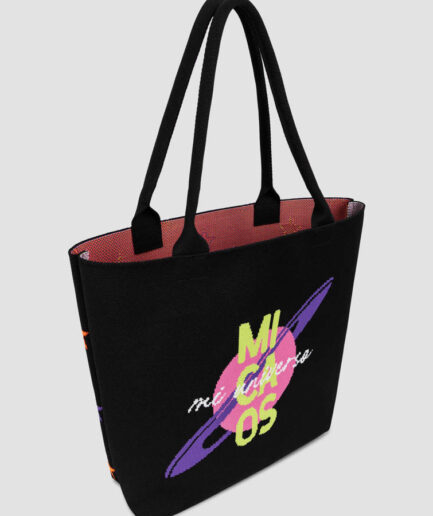 Bolso tipo tote de punto jacquard- Lolina. Mi caos, mi universo
